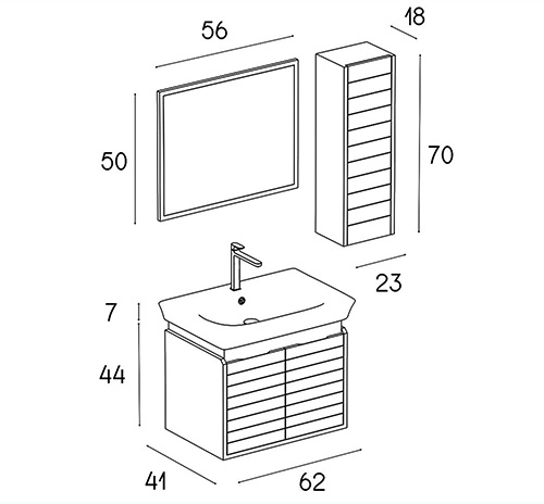 کابینت روشویی پی وی سی مدل D-6013